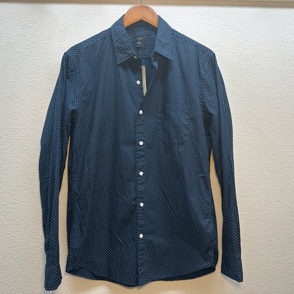 Navy Blue Polka Dot J. Crew Shirt-Men’s - Picture 1 of 3